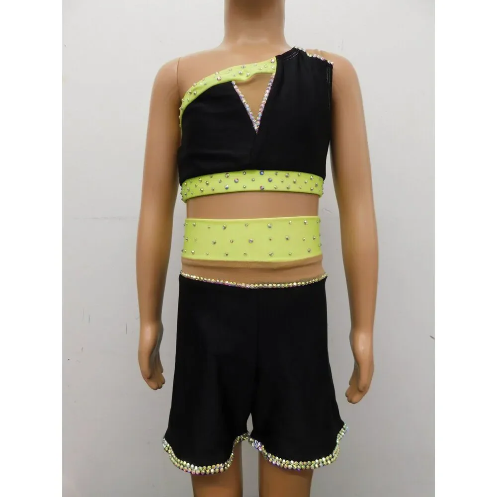 Pre-Owned Dance Costume Patrick J  XL Child Lime Green Jazz